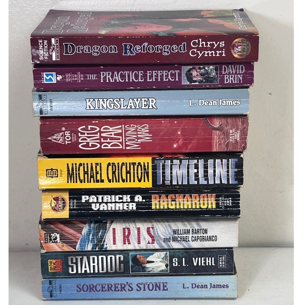 Sci-Fi Fantasy Book Lot 10 PB Michael‎ Crichton Timeline Dragon Reforged Lot 2